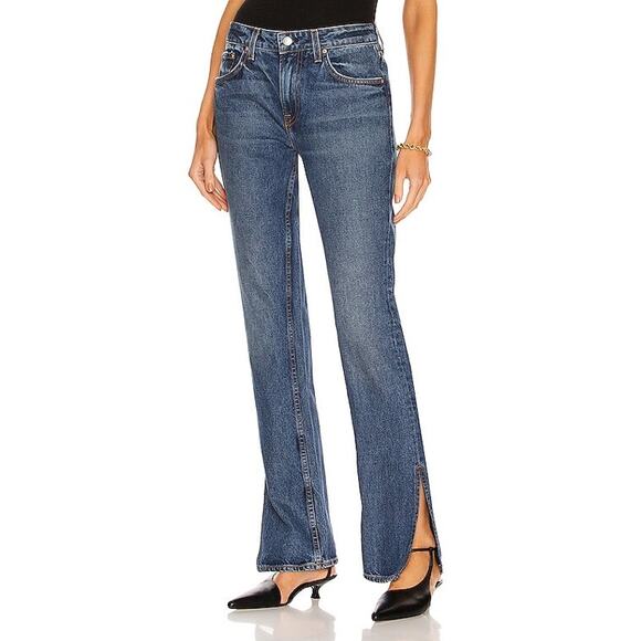 GRLFRND Denim NWT Hailey Low Rise Slim Bootcut Slit East Village 25 - Picture 1 of 7